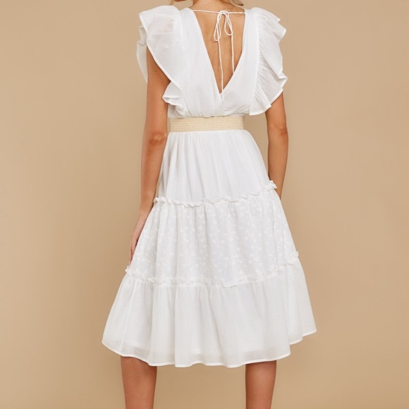 White Summer Midi Dress - Red Dress Boutique - Picture 2 of 4